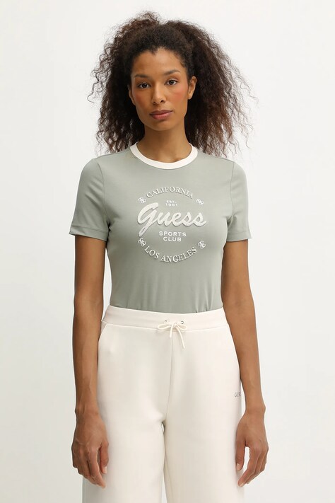 Guess t-shirt GALA damski kolor zielony V5BI03 J1314