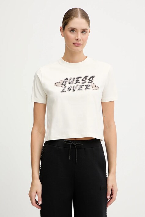 Guess t-shirt FOSCA damski kolor beżowy V5BI06 J1314