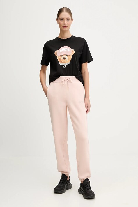 Guess t-shirt bawełniany TEDDY BEAR damski kolor czarny V5BI09 I3Z14