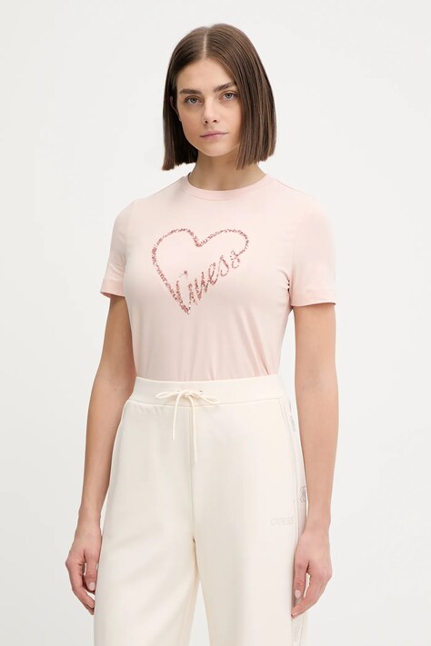 Guess t-shirt LOVE damski kolor pomarańczowy V5BI13 J1314