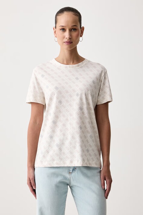 Guess T-shirt γυναικείο βαμβακερό RHOMBUS μπεζ V5BI14 I3Z14