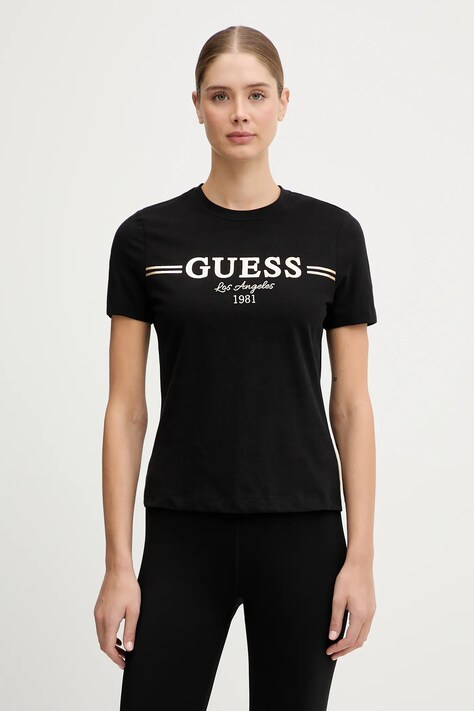 Guess t-shirt bawełniany BIBIA damski kolor czarny V5BI15 KA260
