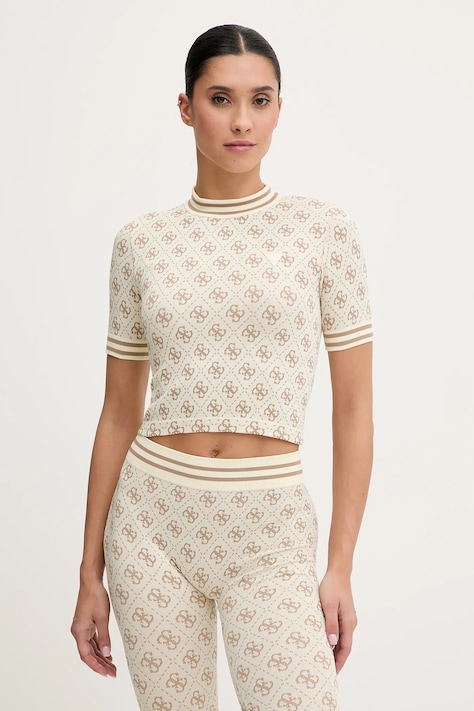 Μπλουζάκι Guess RHOMBUS χρώμα: μπεζ, V5BP07 K2000