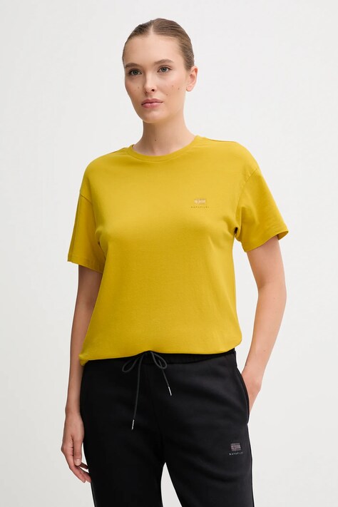 Napapijri t-shirt bawełniany S-Nina damski kolor żółty NP0A4H87Y1O1