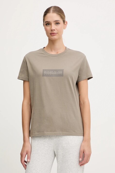 Napapijri t-shirt bawełniany S-Box damski kolor zielony NP0A4IP1N1T1