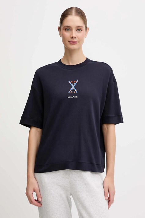 Napapijri t-shirt bawełniany S-Irto damski kolor granatowy NP0A88SO1761