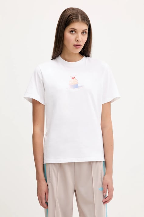 Bavlnené tričko adidas Coquette dámske, biela farba, JL7489