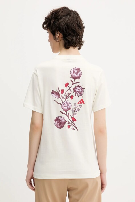 adidas t-shirt bawełniany Floral damski kolor beżowy KB2488