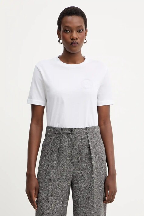 Bavlněné tričko MM GATTONI dámské, bílá barva, 2526946058600