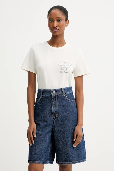 Βαμβακερό μπλουζάκι Weekend Max Mara GUGLIA χρώμα: μπεζ, 2525976031600