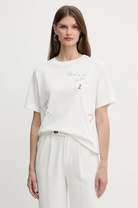Weekend Max Mara tricou din bumbac culoarea alb, 2525976051600