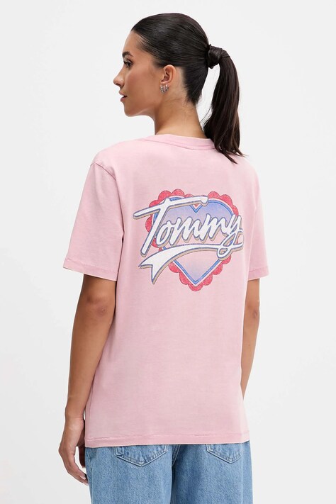 Tommy Jeans t-shirt bawełniany damski kolor różowy DW0DW21524