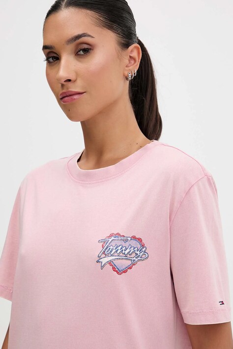 Tommy Jeans t-shirt bawełniany damski kolor różowy DW0DW21524