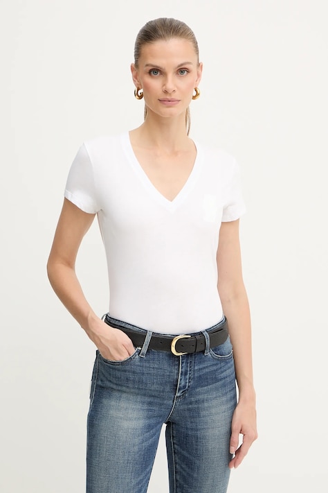 Bavlnené tričko Armani Exchange dámske, biela farba, XW001008 AF17172