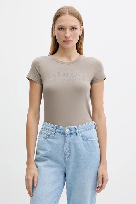 Armani Exchange t-shirt damski kolor zielony XW001349 AF17173