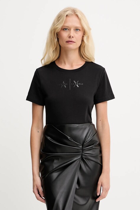 Armani Exchange t-shirt bawełniany damski kolor czarny XW001366 AF10356