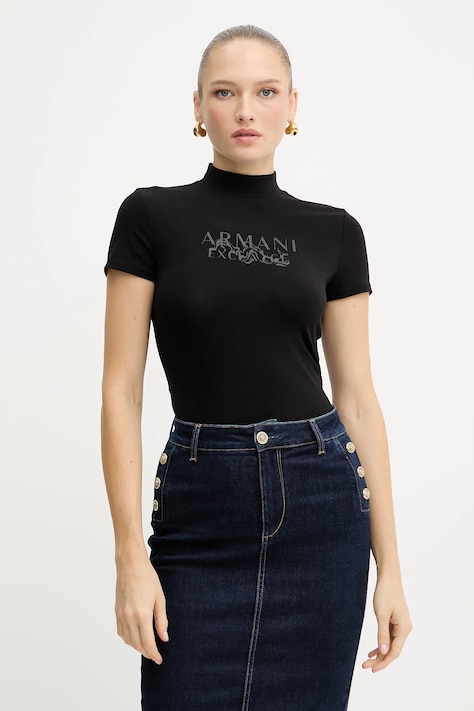 Kratka majica Armani Exchange ženska, črna barva, XW001368 AF16294
