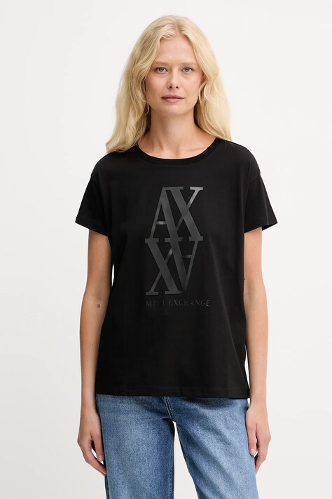 Armani Exchange t-shirt bawełniany damski kolor czarny XW001373 AF10356