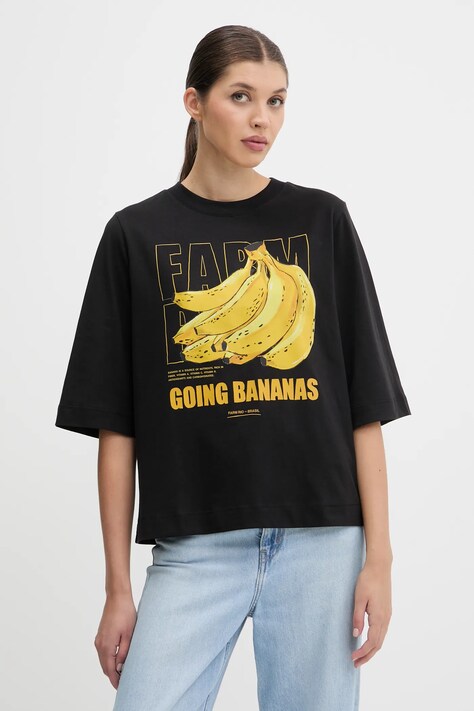 Farm Rio t-shirt bawełniany damski kolor czarny 336499