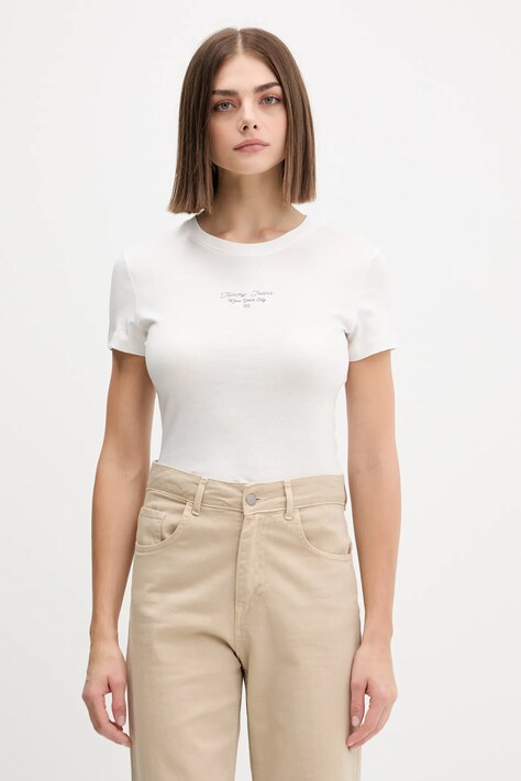 Tričko Tommy Jeans dámské, bílá barva, DW0DW21542