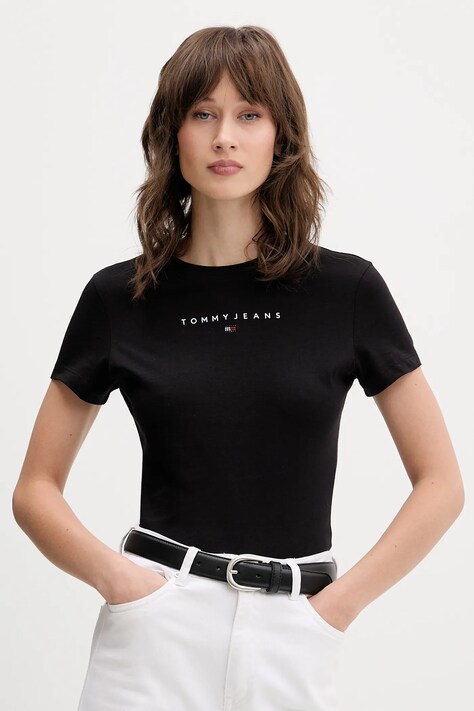 Tommy Jeans t-shirt bawełniany damski kolor czarny DW0DW21550