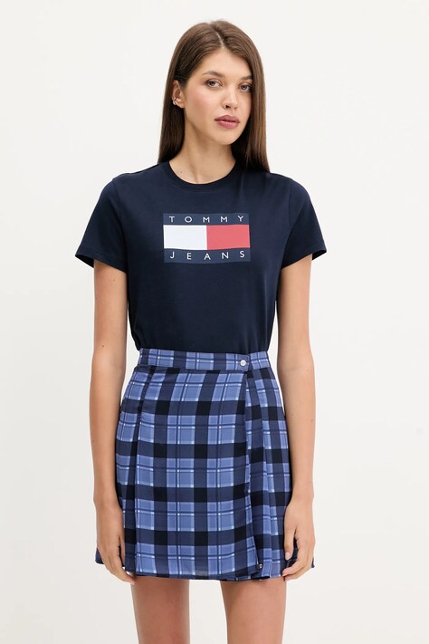 Tommy Jeans t-shirt in cotone donna colore blu navy DW0DW22562