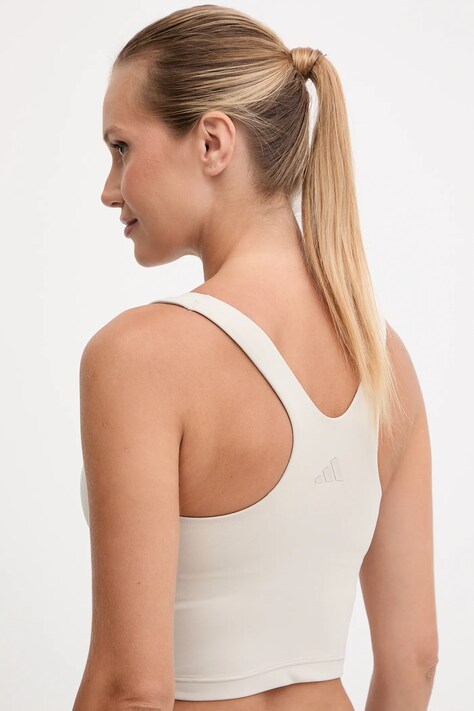 adidas Performance top de yoga All Me culoarea bej, JL5522