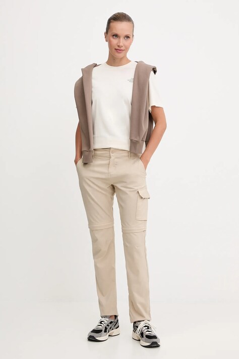 The North Face tricou din bumbac culoarea bej, NF0A87NKEBE1