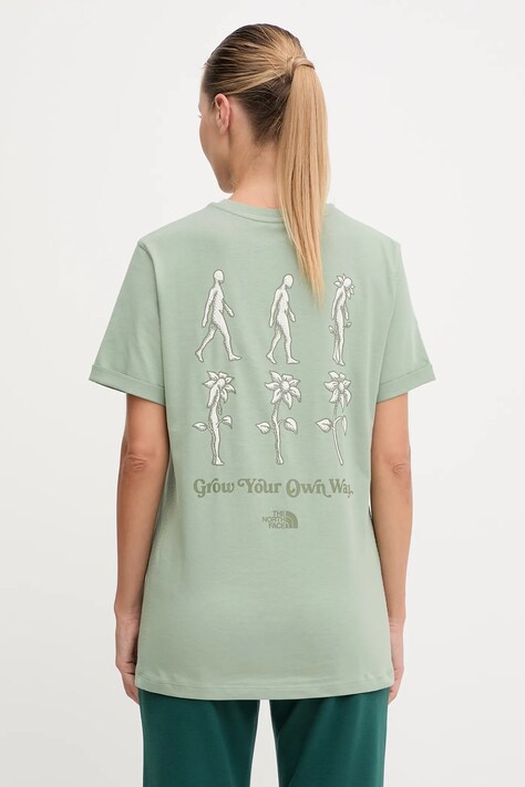 The North Face t-shirt bawełniany Connect Relaxed damski kolor zielony NF0A8E41BQ11