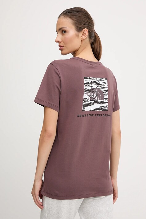 The North Face t-shirt bawełniany damski kolor bordowy NF0A8E3JES91