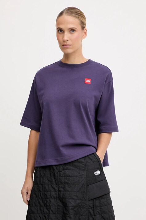 Βαμβακερό μπλουζάκι The North Face Redbox χρώμα: μοβ, NF0A8EG61JI1