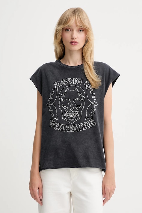 Бавовняна футболка ZADIG&VOLTAIRE колір сірий JWTT01275