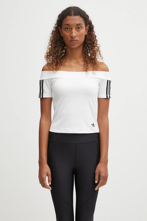 adidas Originals t-shirt Bandeau Ss damski kolor biały dekolt hiszpański JV9741