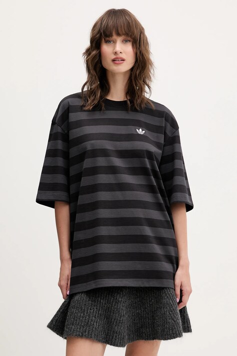 adidas Originals tricou din bumbac Striped Ss Tee culoarea negru, KF2321