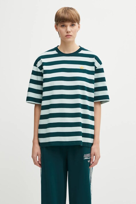 Tričko adidas Originals Striped Ss Tee dámske, zelená farba, KF2322