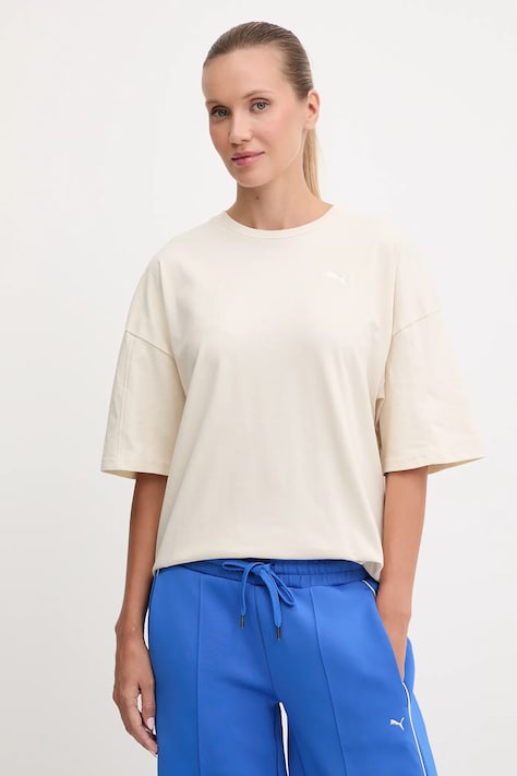 Puma tricou din bumbac culoarea bej, 688148