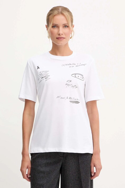Patrizia Pepe tricou din bumbac culoarea alb, 2M4521 J365