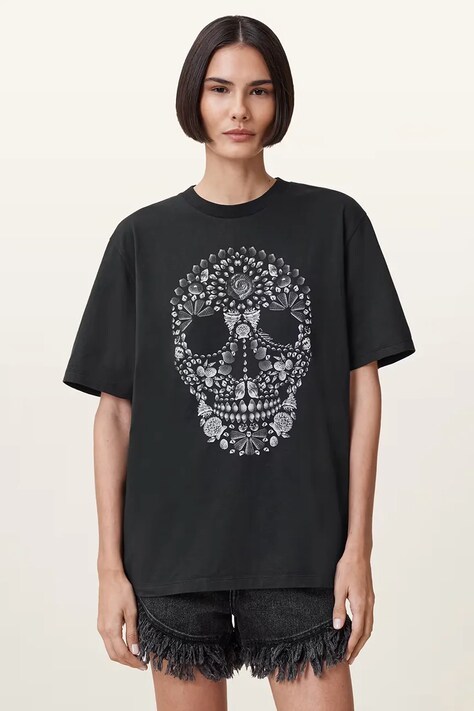 AllSaints t-shirt SHKULL damski kolor czarny W146JC