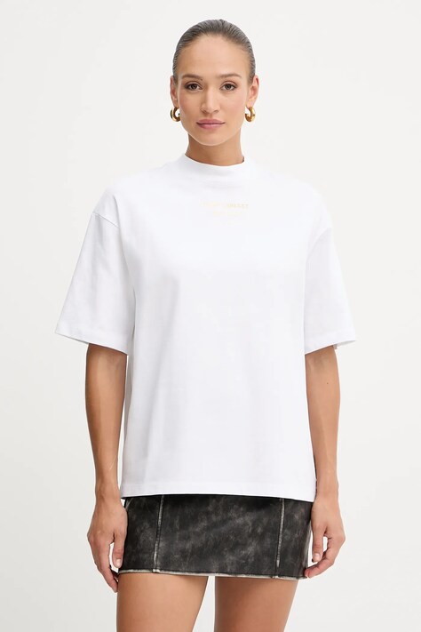 Just Cavalli t-shirt bawełniany damski kolor biały 79PAHT01 CJ518