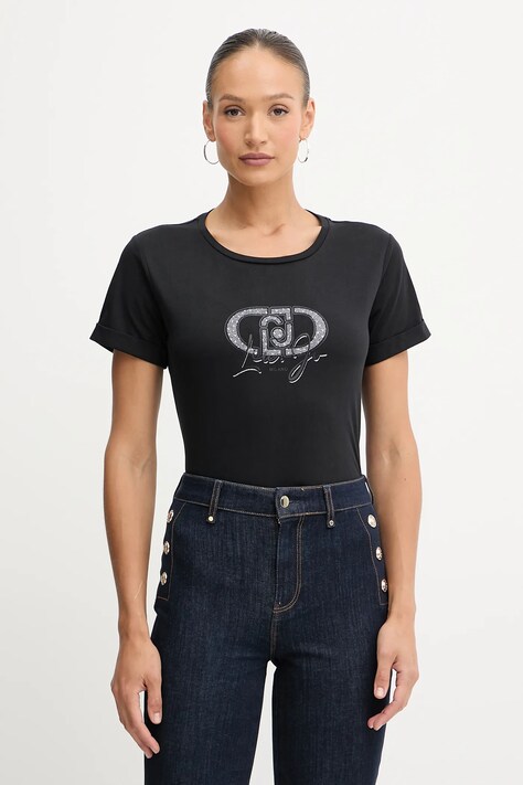 Liu Jo t-shirt bawełniany damski kolor czarny TF5163.JS923