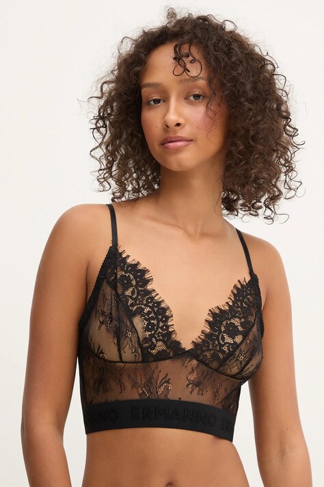 Ermanno Scervino sutien culoarea negru, dantela, cu imprimeu, 57TL055ER1