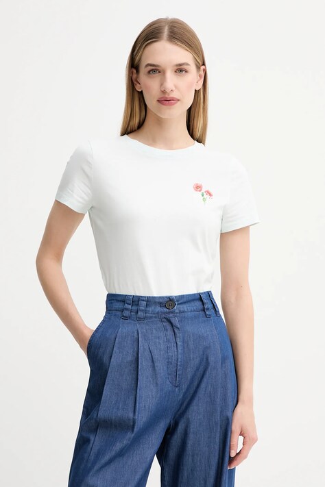 Kenzo t-shirt bawełniany damski kolor turkusowy FF62TS2564SO