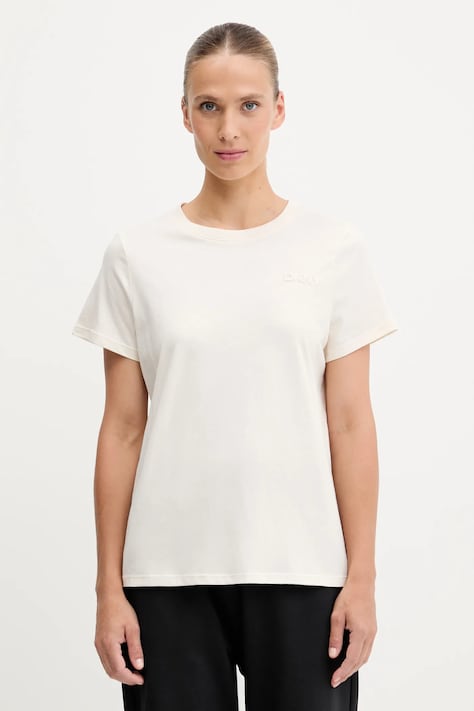 Bavlněné tričko Dkny dámské, béžová barva, DP5T1372