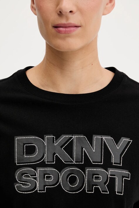 Бавовняна футболка Dkny — AW25-TSD0LY, чорний — фото 5