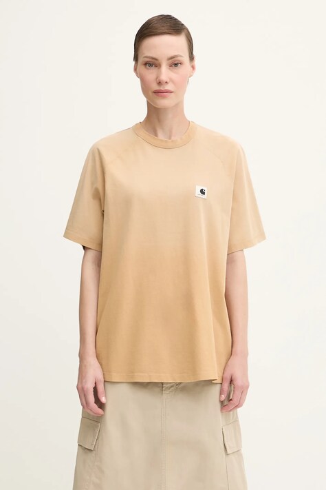 Carhartt WIP t-shirt bawełniany W’ S/S Hudson damski kolor brązowy I035138.07E5F