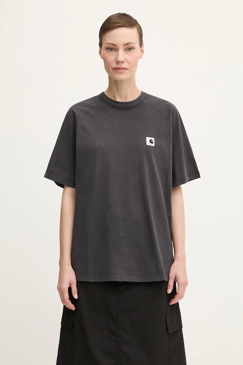 Carhartt WIP t-shirt bawełniany W’ S/S Hudson damski kolor czarny I035138.895F