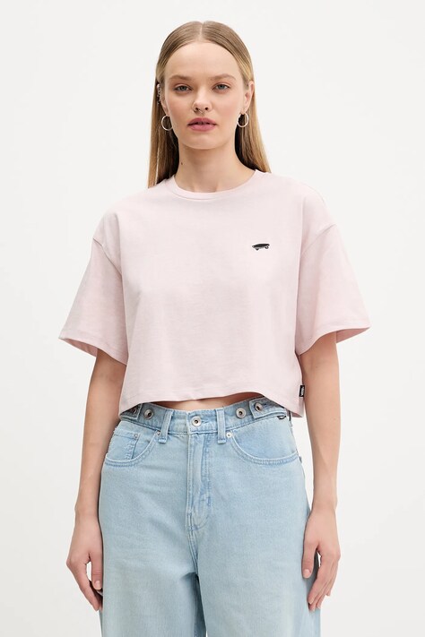 Vans t-shirt bawełniany damski kolor różowy VN000P5QO3N1