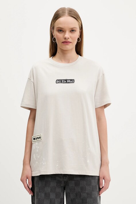 Vans t-shirt bawełniany damski kolor beżowy VN000PRKEN91
