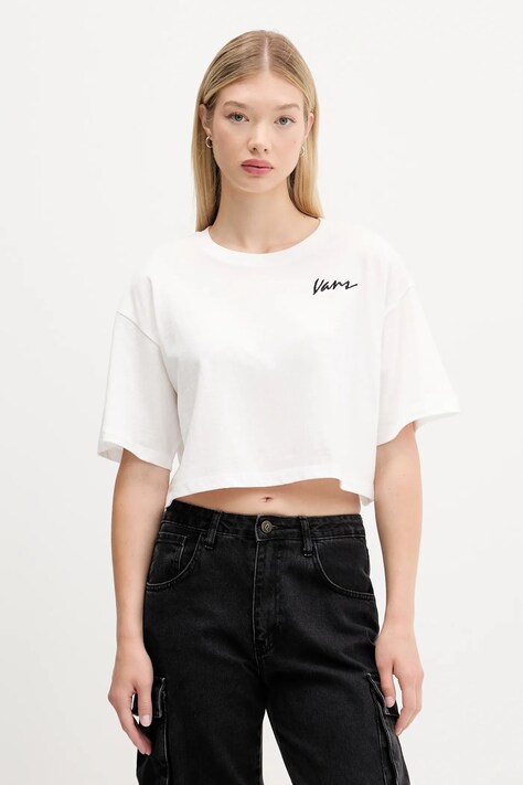 Vans tricou din bumbac culoarea alb, VN000QDFWHT1