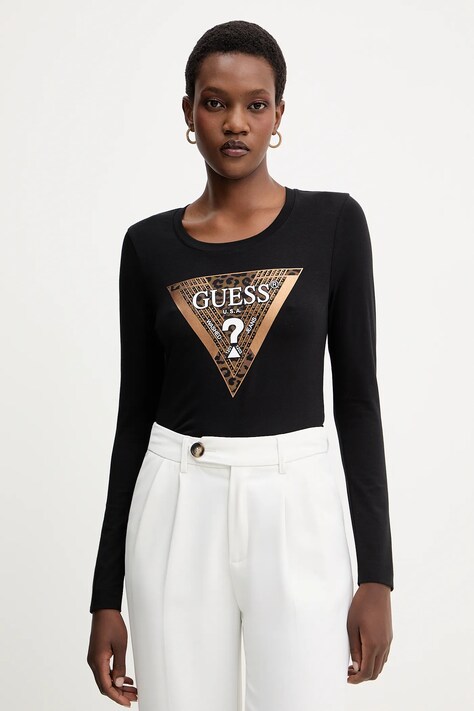 Μακρυμάνικο Guess LEO χρώμα: μαύρο, W5BI75 J1314